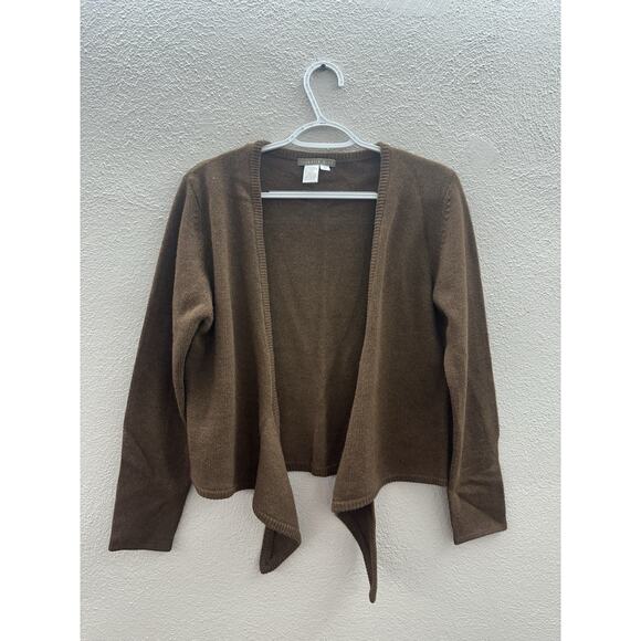 Isabella Bird Womens Cardigan Size Medium Brown Merino Angora Cashmere OpenFront - Picture 1 of 10